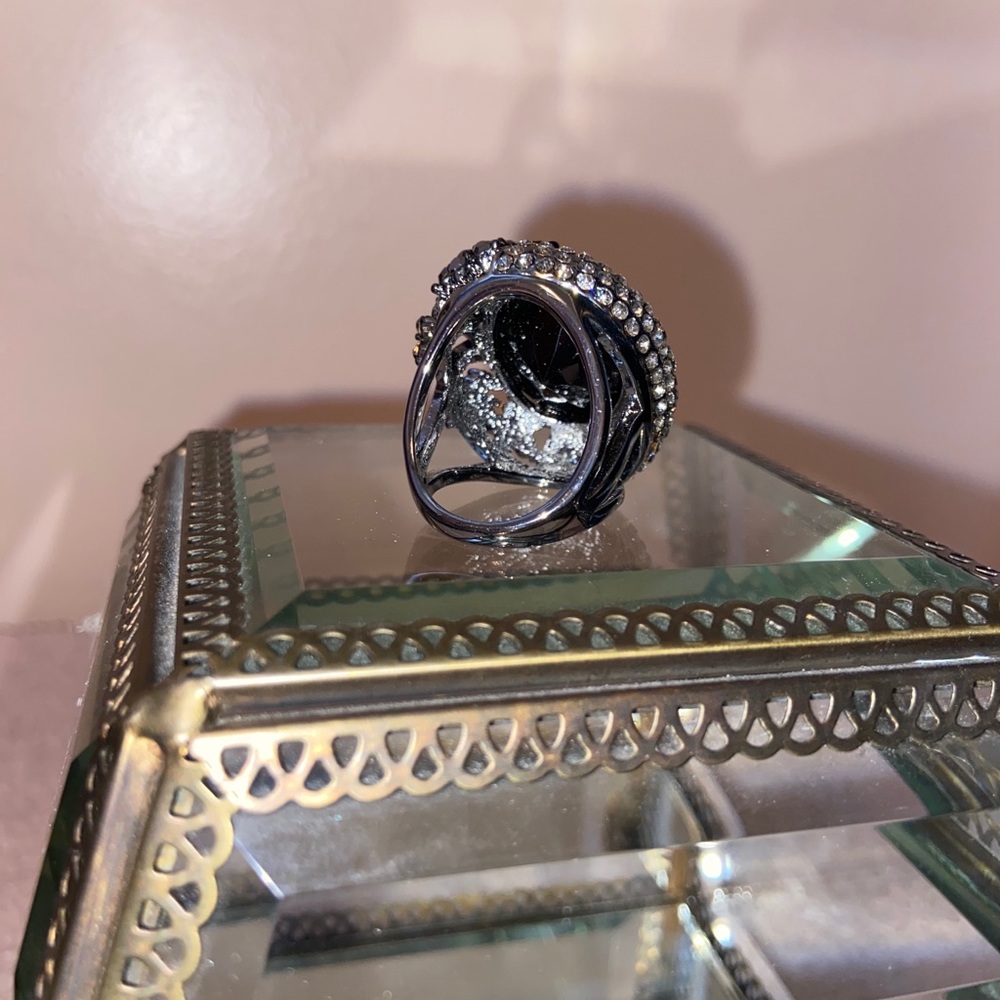 Black Onyx Crystal Design Statement Ring - image 2